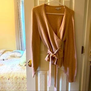 American Eagle sweater, wrap front, blush, size M